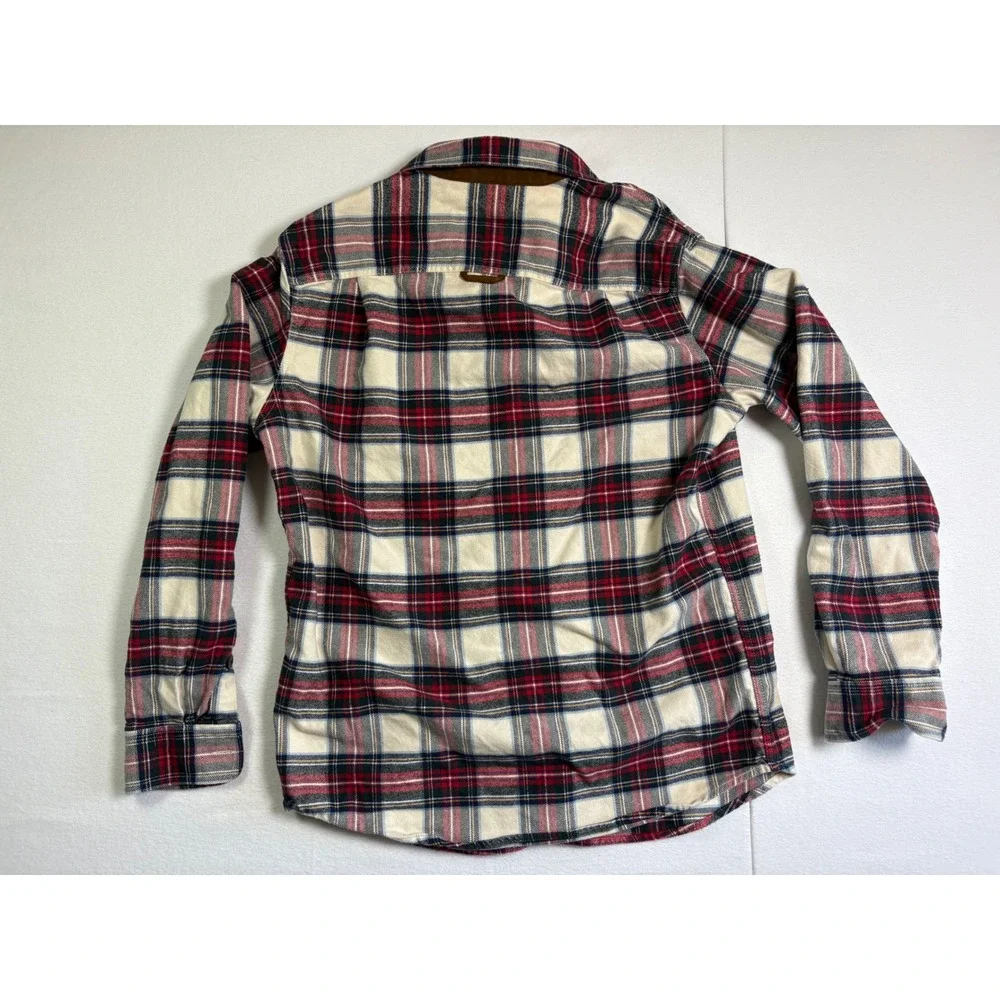 Orvis Mens Medium Classic Fit Flannel Shirt Red White Blue Plaid Cotton Long Slv - Picture 2 of 7